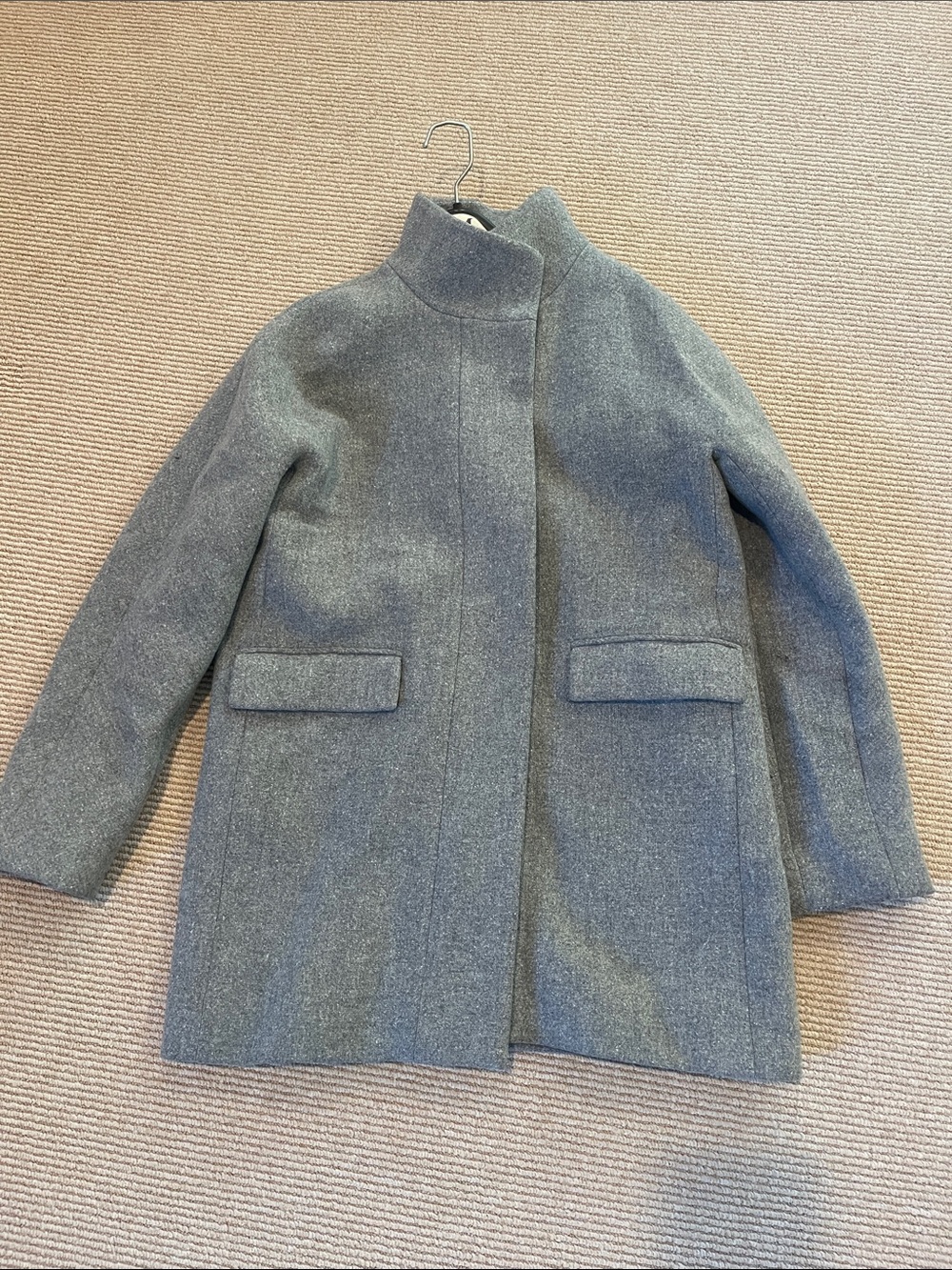 J. Crew Gray Stand-Collar Wool-Blend Pea Coat
